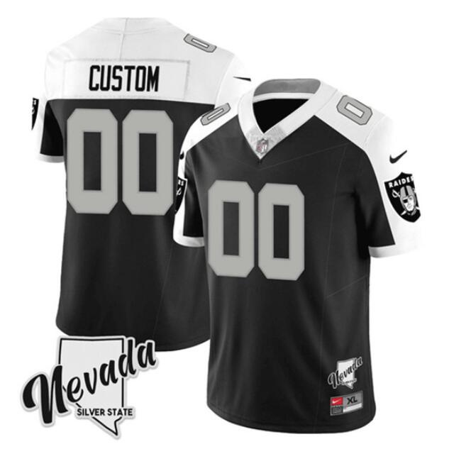 Men's Las Vegas Raiders Customized Black/White 2023 F.U.S.E Nevada Silver Stat Stitched Jersey
